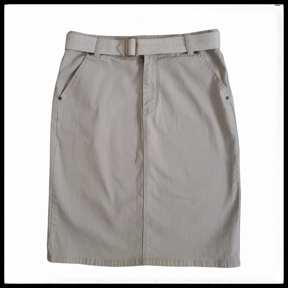 Jessica Women's Denim Beige Khaki Casual Pencil Skirt Size 8